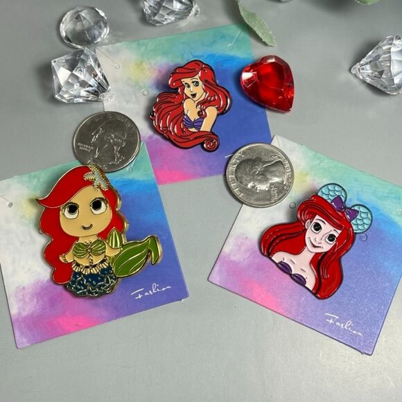 Little Mermaid Lapel Pin Princess Ariel Disney Inspired Brooch Badge Accessories - Picture 3 of 7